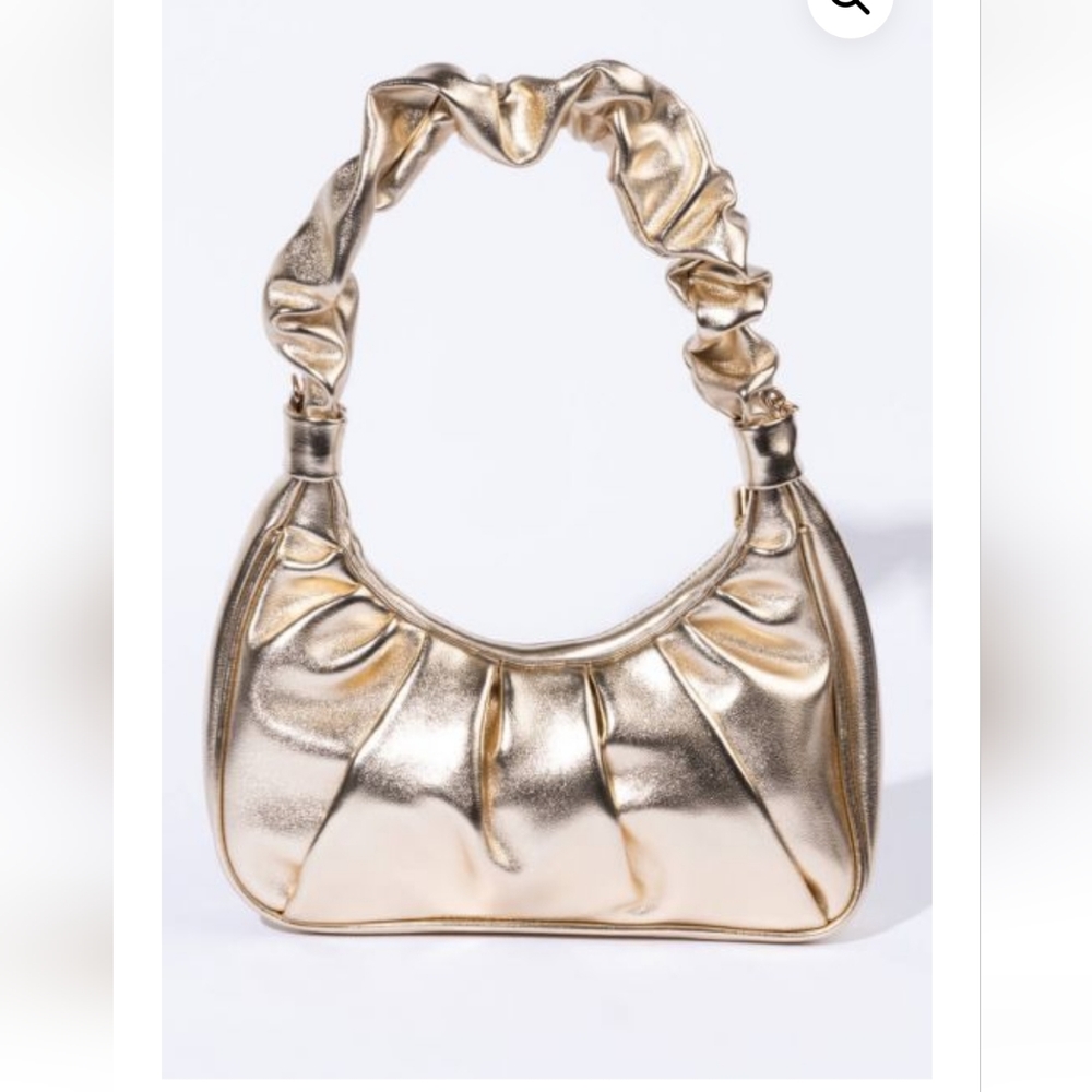 Women's SCRUNCHIE BAGUETTE PURSE-GOLD